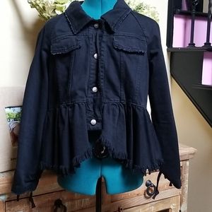 Free People Black Denim Jacket - SZ XS